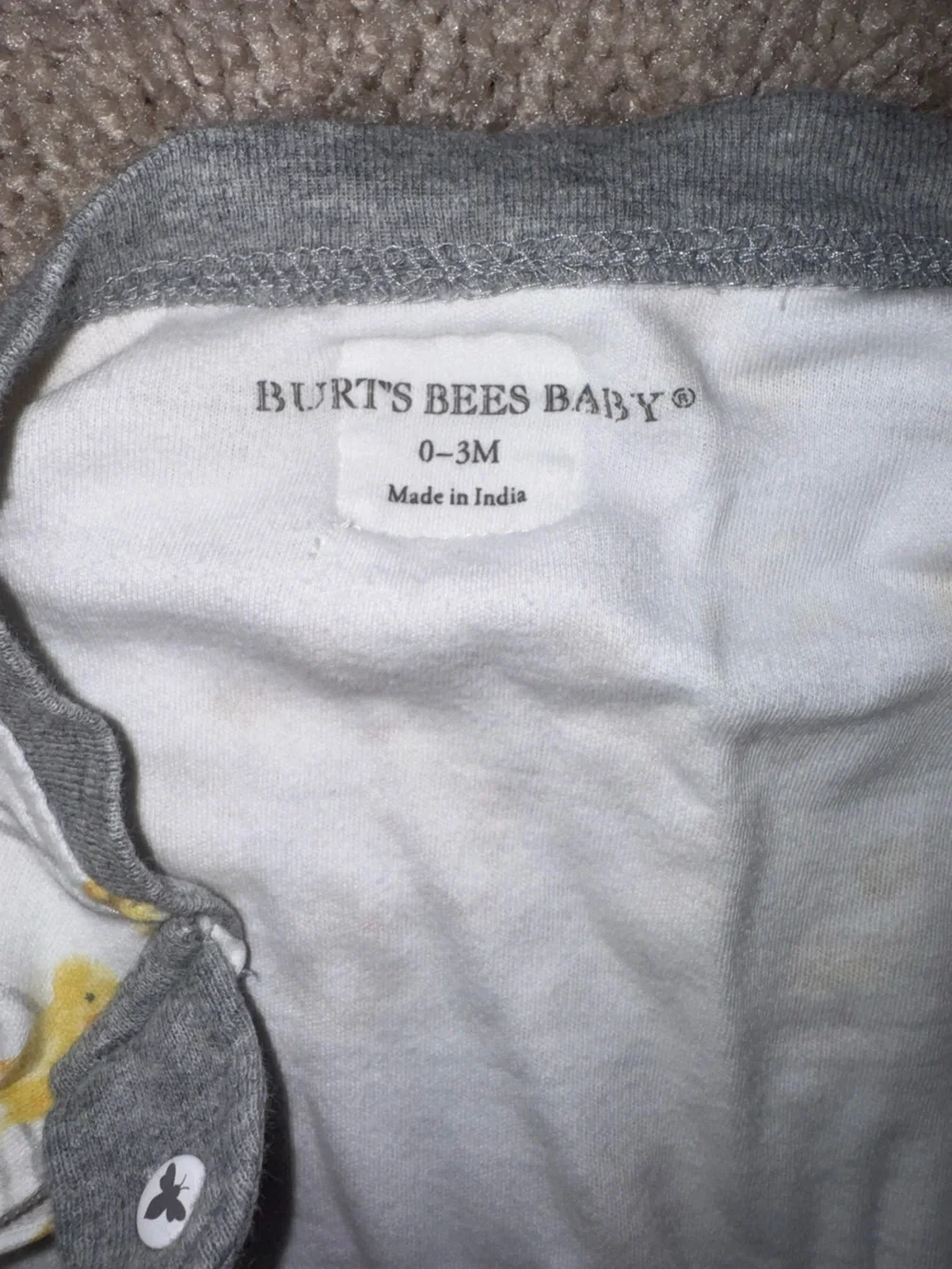 Burt's Bees Baby White Pajama Sleeper with Yellow Duck Print